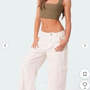 Edikted White Wide Leg Pants Modern Elegance